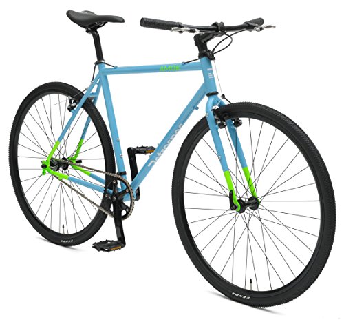 Retrospec Bicycles AMOK V2 CycloCross Convertible Single-Speed/Commuter Bike with Chromoly Frame, Hi-Vis Blue, 54cm/Medium