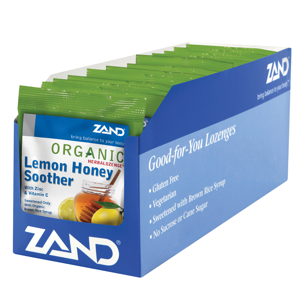 Zand Immunity Organic Lemon Honey HerbaLozenge | Immune Support Throat Drops W/ Vitamin C & Zinc (12 Bags  18 Lozenges)