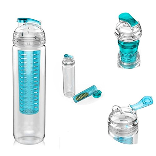 SALUS Infusion Water Bottle, Tritan Fruit Infuser for Naturally Flavored Fresh Drinking Water, Multi-Purpose Flip-top BPA-FREE, 25 Oz, Purple