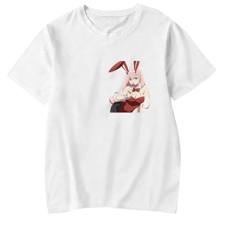 SOSPIRO Anime DARLING in the FRANXX T-shirt Unisex Casual Crewneck Short Sleeve Graphic Tee for Women Men(White-L)