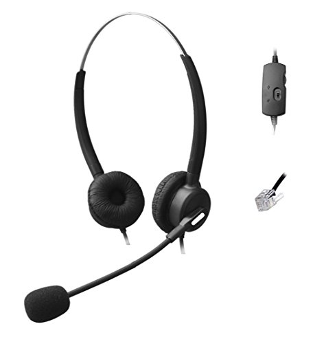 Comdio CH203VA1 Corded Call Center Telephone Headset Headphone with Mic + Volume Mute Control for Avaya 1416 2420 5410 Aastra 6757i Mitel 5330 NEC Asp