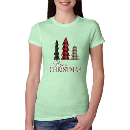 Dashing Through the Snow Snowmen Christmas Female Slim Fit Junior Tee  Mint  Small