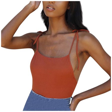 Womens Casual Slim Backless Bage Tie up Cropped Sleeveless Vest Tops Summer Sexy Workout T Shirts Ladies Going Out Party Prom Tees A525-14838