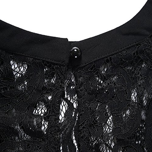 Vanberfia Women's Sleeveless Lace Patchwork Loose Casual Mini Chiffon Dress (M, 6331) thumbnail