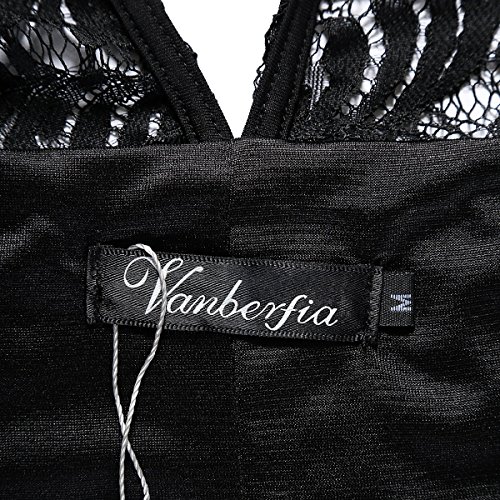 Vanberfia Women's Sleeveless Lace Patchwork Loose Casual Mini Chiffon Dress (M, 6331) thumbnail