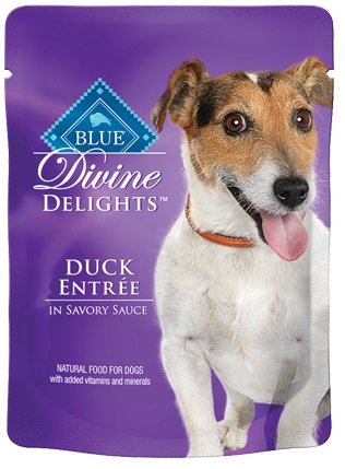 Blue Buffalo Divine Delights Natural Food for Dogs 3 Flavor Variety 6 Pouch Bundle: (2) Blue Divine Delights Duck Entree in Savory Sauce, (2) Blue Div