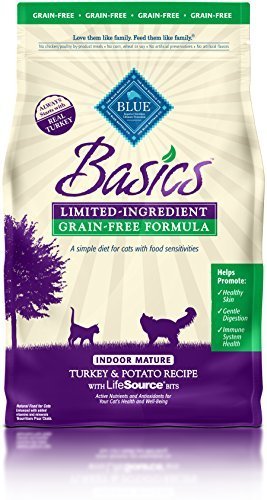 Blue Buffalo Basics Turkey & Potato Recipe for Cats Indoor Mature Grain Free Dry Cat Food, 5 Lb Bag by Blue Buffalo