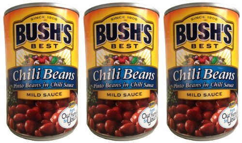 Bush's Best Chili Beans-- Pinto Beans in Mild Chili Sauce (3 Pack) Each Can Is 16 Ounces for a Total of 48 Ounces by Bush's Best