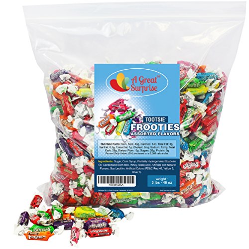Tootsie Rolls - Tootsie Roll Fruit Chews - Tootsie Frooties, Assorted Flavored Taffies, 3 LB Bulk Candy