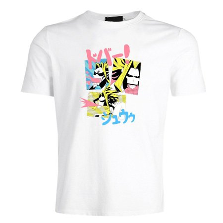 SHIYAO My Hero Academia T-shirt  Anime Design Short Sleeve Mens Graphic T-Shirt  Summer Unisex Cartoon T-shirt(White-L)