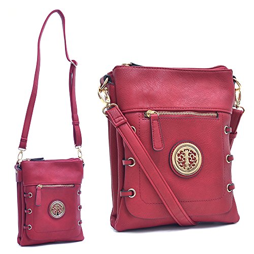 MMK Collection Fashion Crossbody Bag~Messenger Purse for Women~Designer Fashion Handbag (FM-8875-RD)
