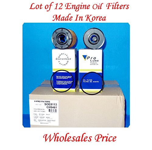 (LOT of 12) Engine Oil Filter SOE8113 / L38113 MADE in KOREA Fits: AUDI A3 06-13 TT 04-09 VWBEETLE 13-14 CC 09-12 EOS 07-08 EUROVAN 01-03 GOLF03-14 JE