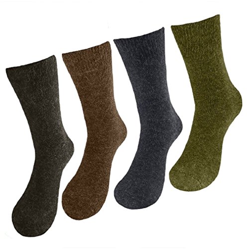 Evelots 4 Pairs Marled Crew Socks, Warm & Comfortable Winter, Assorted, Large