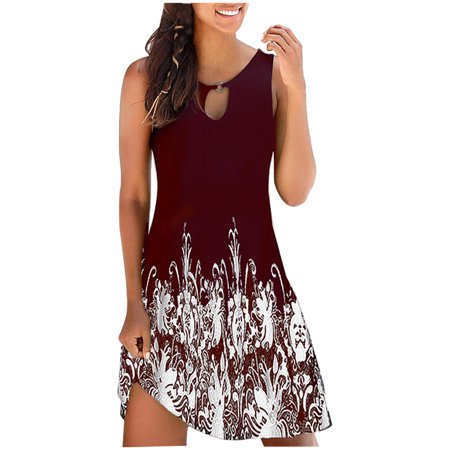 Womens Dresses 2022  Spring Summer Fashion Women S Casual Sleeveless O-Neck Ladies Hollow Out Slim Mini Dress Dress for Teens 0255