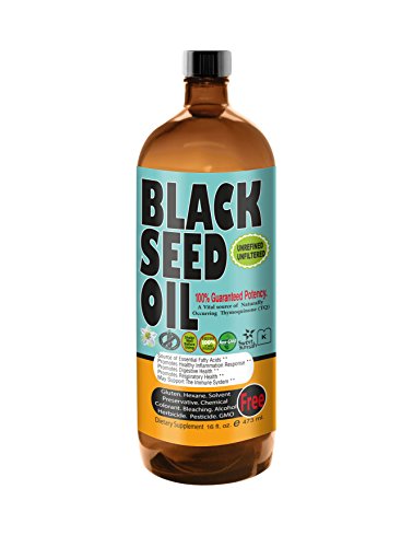 Sweet Sunnah Black Seed Oil Natural Dietary Supplement - Cold Pressed Black Cumin Seed Oil from 100% Genuine Nigella Sativa - 16 Oz Glass Bottle