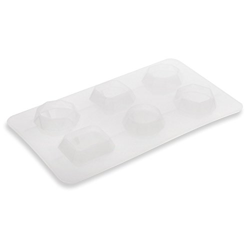 Zodaca 2 Pack Food-grade Silicone 3D Diamonds Gem Shape Candy Molds Ice Cube Trays for DIY Making Homemade Chocolate, Jelly, Gummy & Soap, Clear
