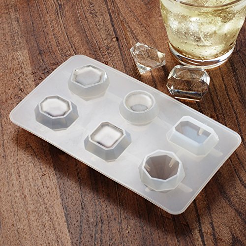 Zodaca 2 Pack Food-grade Silicone 3D Diamonds Gem Shape Candy Molds Ice Cube Trays for DIY Making Homemade Chocolate, Jelly, Gummy & Soap, Clear thumbnail