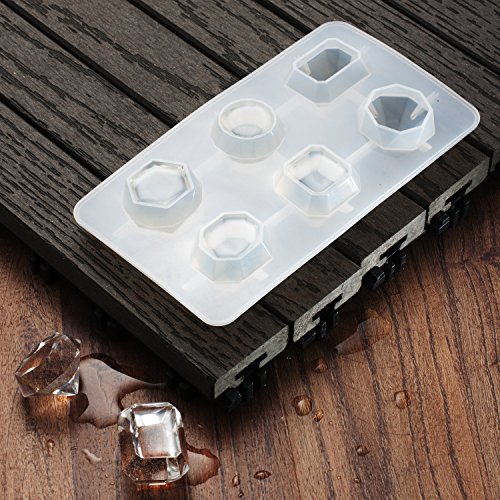 Zodaca 2 Pack Food-grade Silicone 3D Diamonds Gem Shape Candy Molds Ice Cube Trays for DIY Making Homemade Chocolate, Jelly, Gummy & Soap, Clear thumbnail