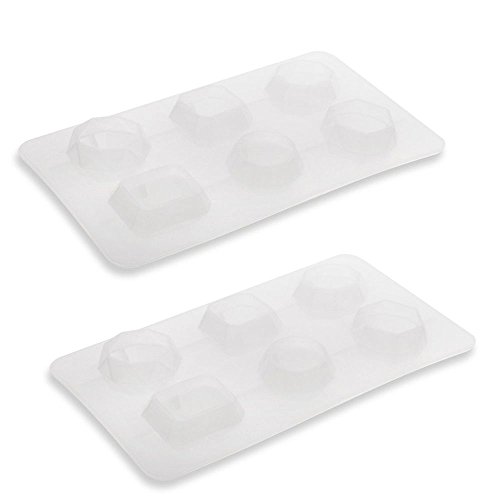 Zodaca 2 Pack Food-grade Silicone 3D Diamonds Gem Shape Candy Molds Ice Cube Trays for DIY Making Homemade Chocolate, Jelly, Gummy & Soap, Clear thumbnail