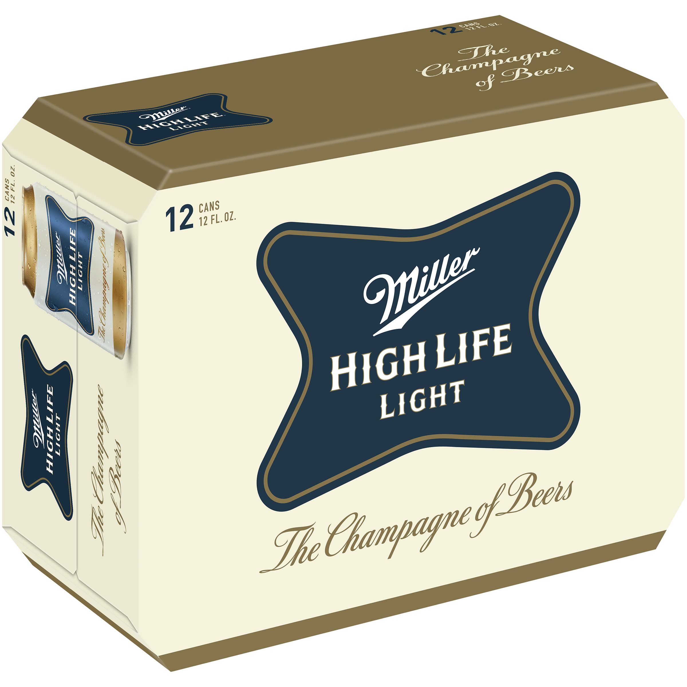Miller High Life Light Beer, American Light Lager, 12 Pack Light Beer, 12 Fl. Oz. Cans, 4.1% ABV
