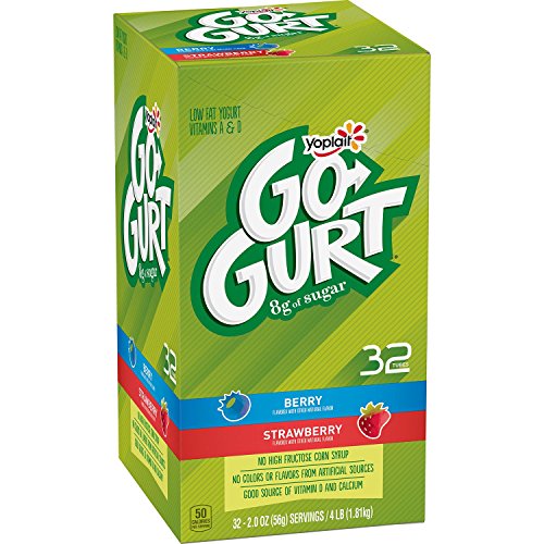 Yoplait Go-Gurt Low-Fat Yogurt, 2 Oz, Strawberry/Berry, Pack of 32