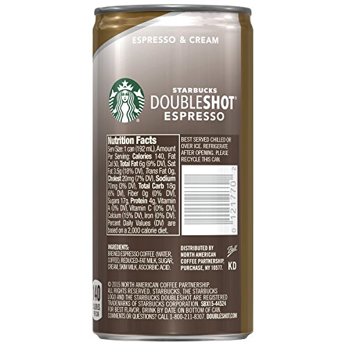 Starbucks Doubleshot Espresso & Cream Premium Coffee Drink  Ready to Drink Coffee  6.5 Fl Oz Cans  12 Pack thumbnail