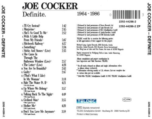 Joe Cocker - Definite 1964-1986 - Teldec - 2292-44286-2, Teldec - 2292-44286-2 ZP thumbnail