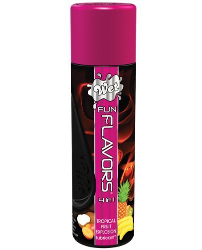 Wet Fun Flavors 4 in 1 Warming Water Based Lubricant, Tropical Fruit Explosion, 4.1 Ounce
