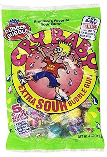 Cry Baby Extra Sour Bubble Gum (4 Oz Bags) 3 Pack .1 Pack