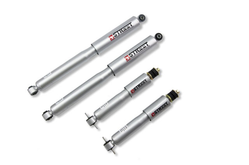 Belltech Performance Shocks & Struts, Front and Rear Street Performance Set, Lowering Range: Front Stock Ride Height - Rear 0