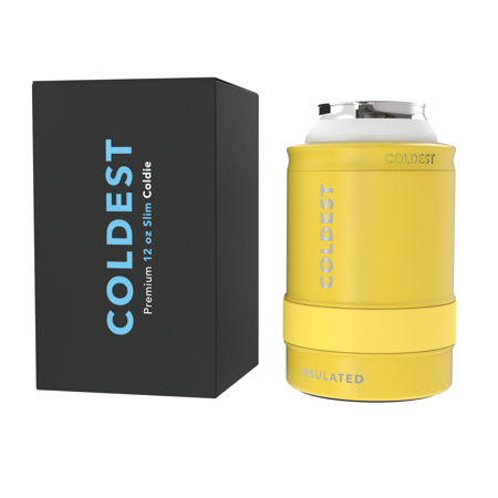 COLDEST Standard Can Cooler for Beer  Soda  Sparkling Water  Vacuum Insulated Stainless Steel Drink Sleeve Holder for 12 Oz