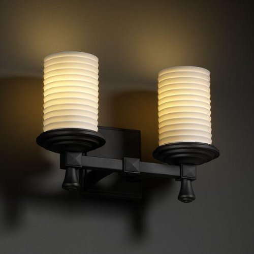 Deco 2-Light Bath Bar, Justice Design Group POR-8532-10-SAWT-MBLK 2J9UP (371855)