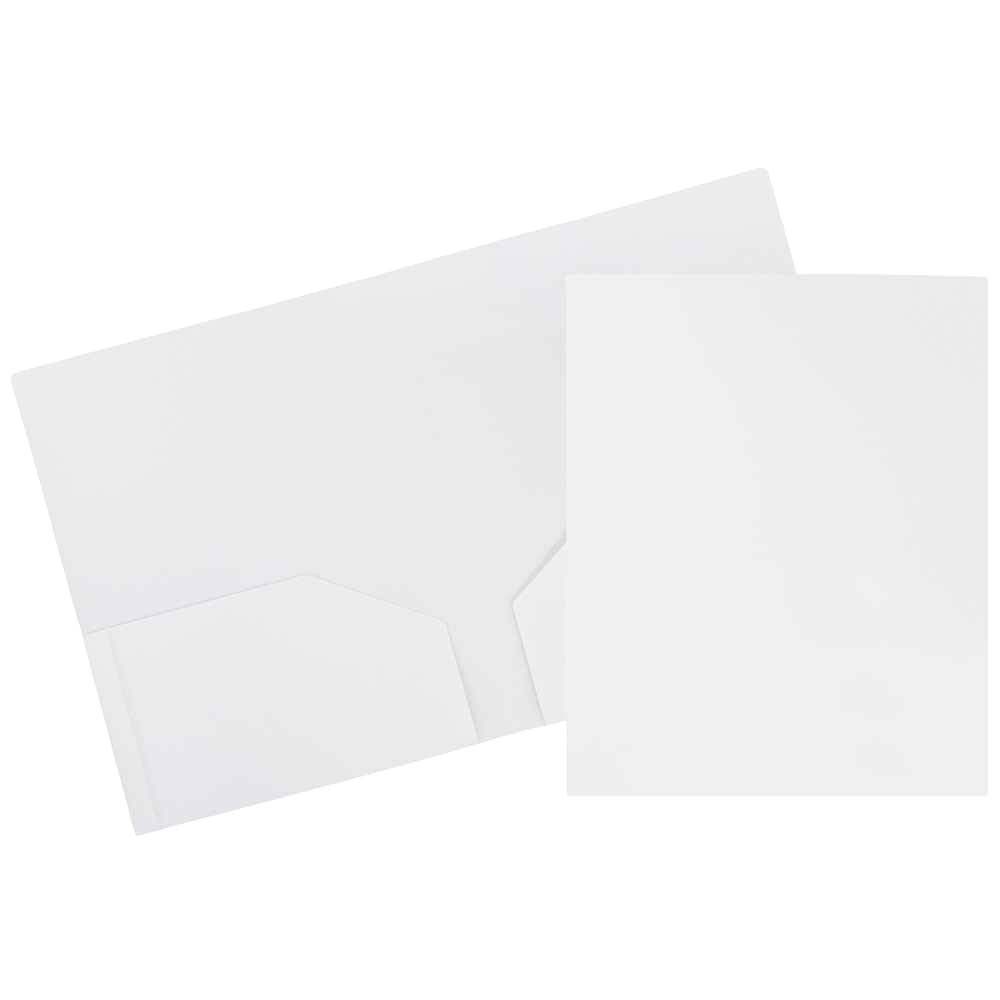 JAM Heavy Duty Plastic Two Pocket Presentation Folder  White  108/pack