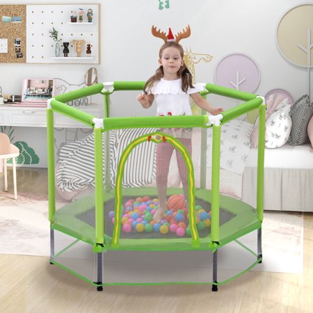 LA Famille Upper Bounce 55  Trampoline for Kids Toddler  Indoor Outdoor Trampoline  Mini Small Baby Trampoline with Safety Enclosure  Gifts for Childr