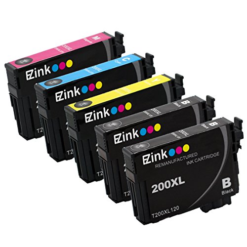 E-Z Ink (TM) Remanufactured Ink Cartridge Replacement for Epson 200XL (2 Black, 1 Cyan, 1 Magenta, 1 Yellow) 5 Pack Compatible with XP-200 WF-2540 XP-