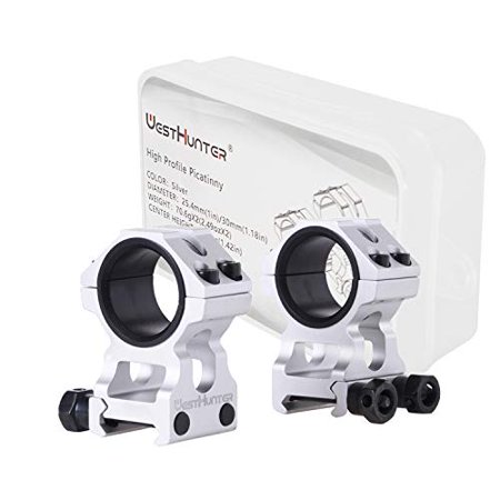 WestHunter Optics High Profile Picatinny Scope Rings  1 Inch 30 Mm Tube Scope Mount for Tactical Precision Shooting  Silver