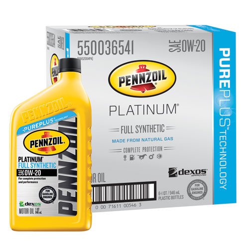 (6 Pack) Pennzoil Platinum 0W-20 Full Synthetic Dexos Motor Oil, 1 Qt