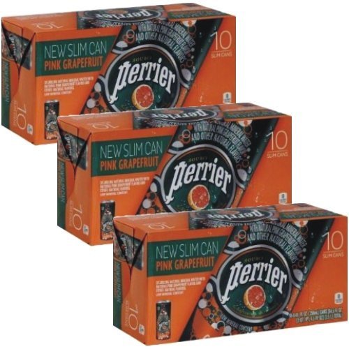 Perrier Sparkling Natural Mineral Water 84.5 Fl Oz (Case of 3 with 10 Cans per Box) (Pink Grapefruit) by Nestle Waters