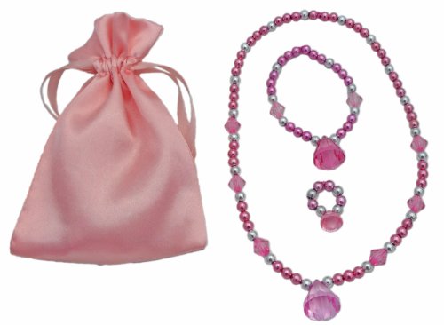 3 Princess Jewelry Dress up Sets - Girl S Easter Basket Stuffers (3 Unique Sets Each with a Necklace  Bracelet  & Ring in a Satin Bag)