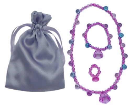 3 Princess Jewelry Dress up Sets - Girl S Easter Basket Stuffers (3 Unique Sets Each with a Necklace  Bracelet  & Ring in a Satin Bag) thumbnail