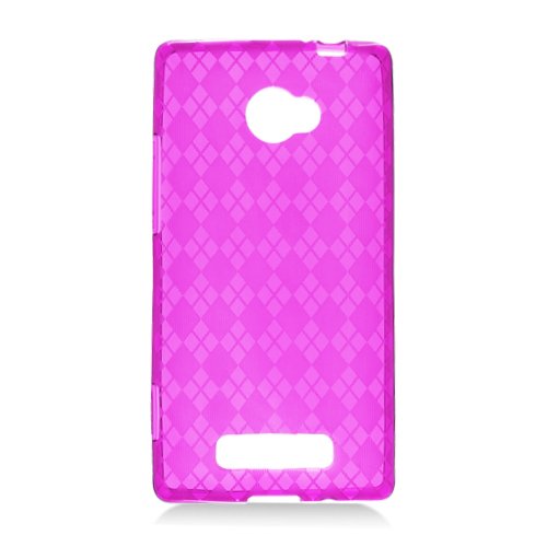 Htc 8x / 6990 Skin Tpu Transparent,checker Pink #504 thumbnail