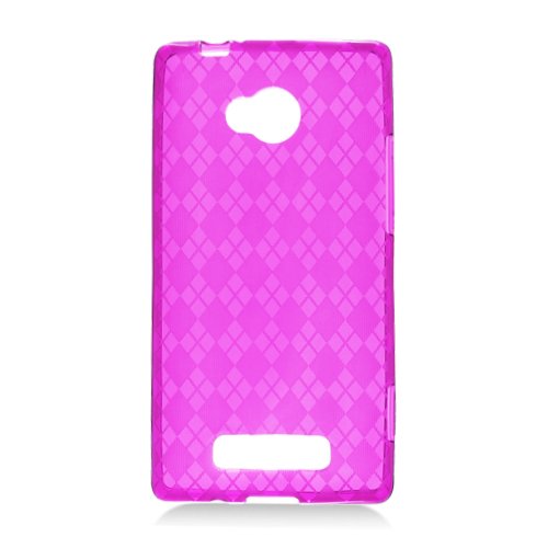 Htc 8x / 6990 Skin Tpu Transparent,checker Pink #504 thumbnail