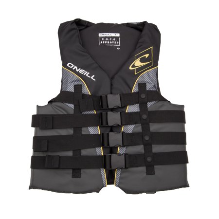 O Neill Mens Superlite USCG Life Vest 4XL Black/graphite/smoke/yellow (4723)