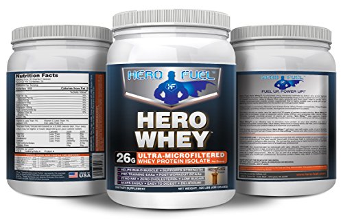 Hero Fuel HERO WHEY - Ultra-Microfiltered Chocolate Whey Protein Isolate - 1 Lbs - 26 Grams of Whey Isolate Protein with Only 2 Carbs per Serving - 13 thumbnail