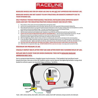 Raceline RT231 Monster 17x9.5in/5x139.7 BP/-32mm Offset/107.95mm Bore BLK & MACH Ring Beadlock Wheel