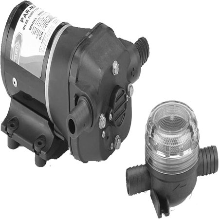 Jabsco 31610-0092 Marine ParMax 3 Shower Drain Water Pump (3.5-GPM  12-Volt  10-Amp  3/4  Connection)  Black