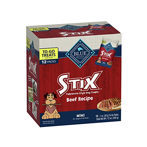 Blue Buffalo Stix Natural Pepperoni-Style Dog Treats  Beef Flavor  1-oz. Pack (12 Count)