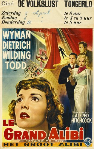 Stage Fright Poster Belgian 27x40 Jane Wyman Marlene Dietrich Alastair Sim