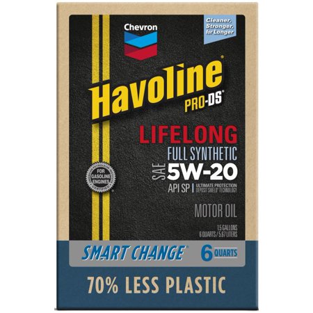 Chevron Havoline Lifelong Synthetic Motor Oil 5W-20  6 Quart Smart Change Box Case (2-Pack)