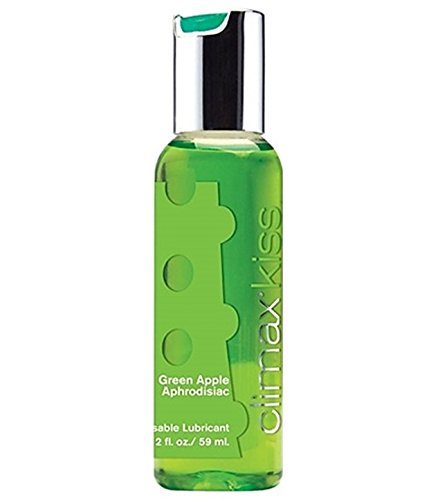 Climax Kiss Green Apple Aphrodisiac Flavored Edible Water Based Lubricant : Size 2 Fl. Oz / 59 Ml.